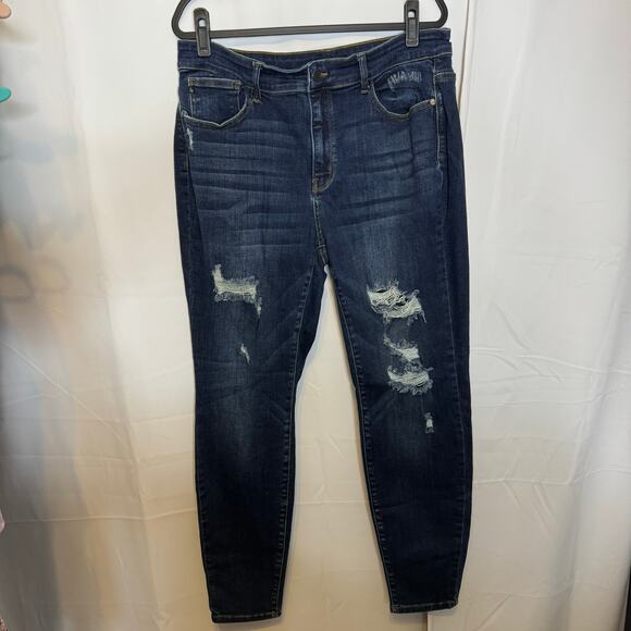 Judy Blue Distressed Skinny Jeans Plus Size Stretch Denim Dark Wash 18W - Picture 1 of 8
